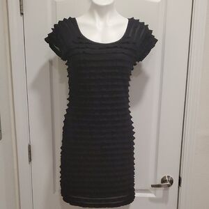 Connected Apparel Black Textured Mini Dress